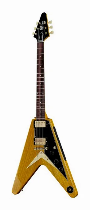 Gibson 58 Korina Flying V BG VOS sfotografowana frontalnie