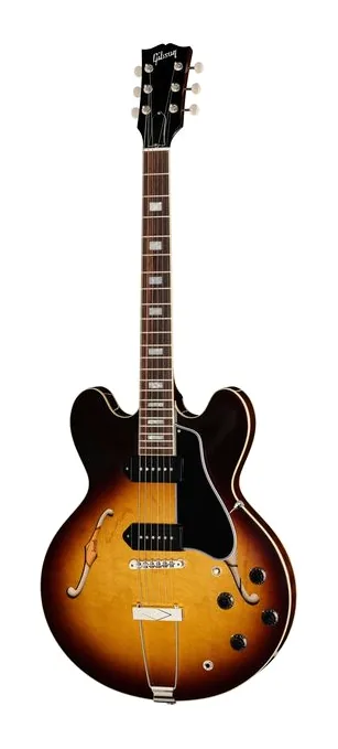 Gibson ES-330 Tobacco Sunburst ujęta od przodu na neutralnym tle