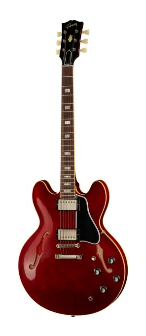 Gibson ES-335 Satin Cherry widziana od przodu