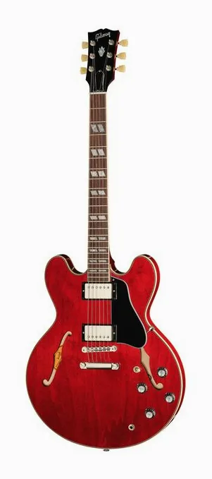Gibson ES-345 60s Cherry ujęta od przodu na neutralnym tle