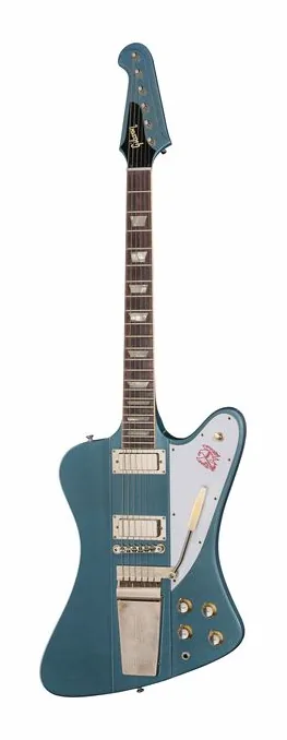 Gibson 1963 Firebird V Reissue PB ULA ujęta od przodu na neutralnym tle