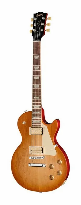 Gibson Les Paul 57 Goldtop DB LA ujęta od przodu na neutralnym tle
