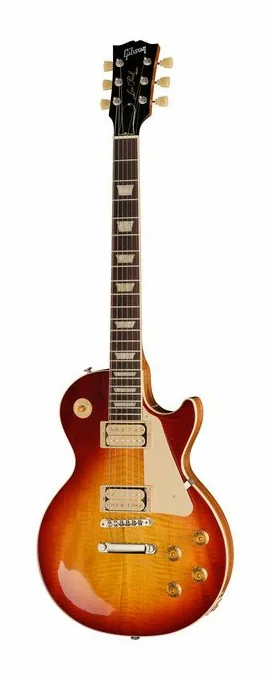Gibson Les Paul 57 Goldtop ULA ujęta od przodu na neutralnym tle