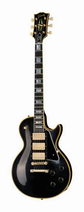 Gibson LP 57 Black Beauty 3PU VOS ujęta od przodu na neutralnym tle