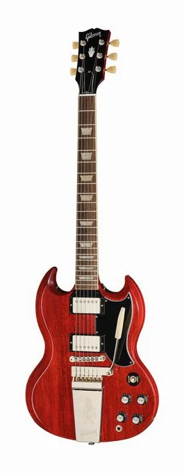 Gibson SG 61 Standard Maestro VC ujęta od przodu na neutralnym tle