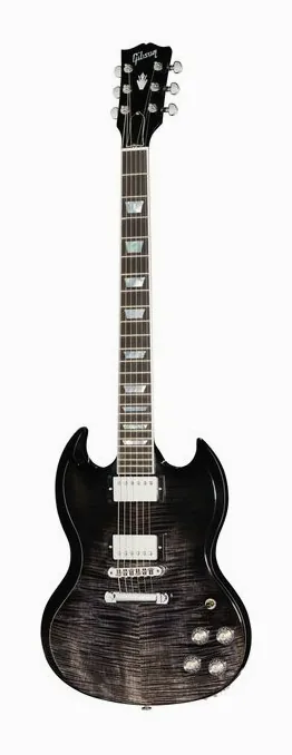 Gibson SG Modern TBF ujęta od przodu na neutralnym tle