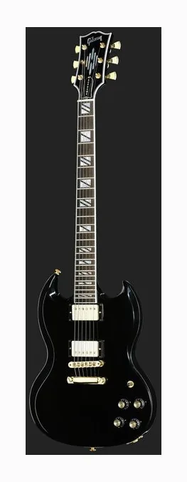 Gibson SG Supreme Ebony, główka z kluczami i logo