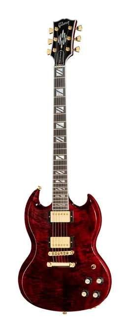 Gibson SG Supreme Wine Red ujęta od przodu na neutralnym tle