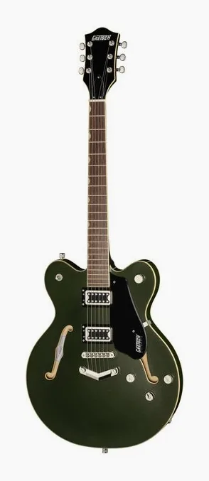 Gretsch G5622 EMTC CB OLV MET ujęta od przodu na neutralnym tle