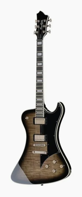 Hagstrom Fantomen Cosmic Black Burst ujęta od przodu na neutralnym tle
