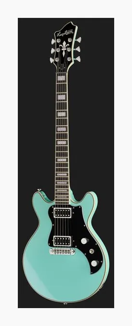 Hagstrom Megin Aged Sky Blue, korpus i lakier z bliska