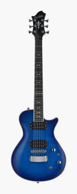 Hagstrom Ultra Swede Worn Denim Burst sfotografowana frontalnie