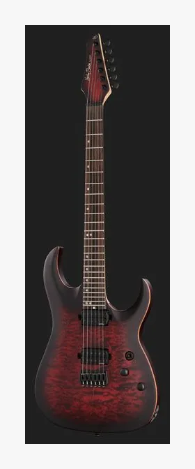 Harley Benton Amarok-6 BKRD Quilted Burst, linie korpusu z góry