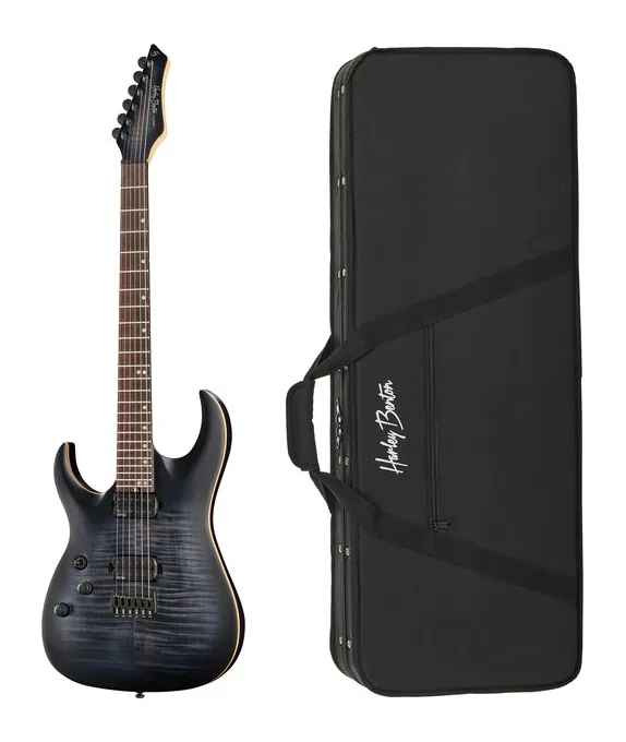 Harley Benton Amarok 6 LH BKNT Flame w/Case widziana od przodu
