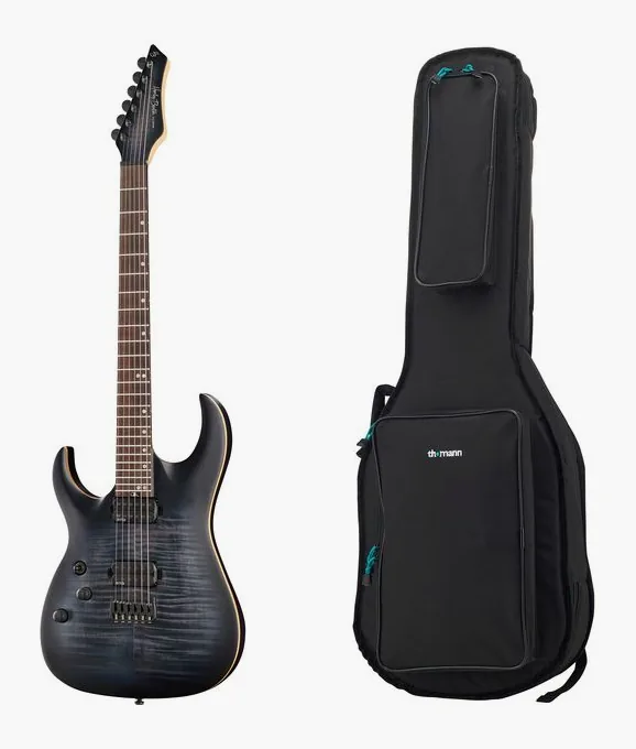 Harley Benton Amarok 6 LH BKNT Flame w/Bag widziana od przodu