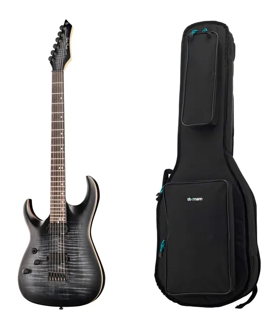 Harley Benton Amarok BT LH BKNT Flame w/Bag z bliska od przodu