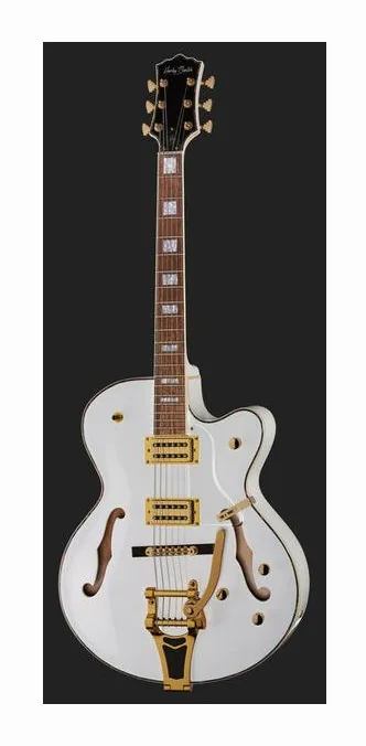Harley Benton BigTone Trem White w/Case, przełącznik przetworników i gniazdo wyjściowe