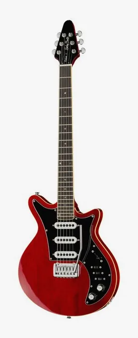 Harley Benton BM-75 Trans Red Deluxe Series z bliska od przodu