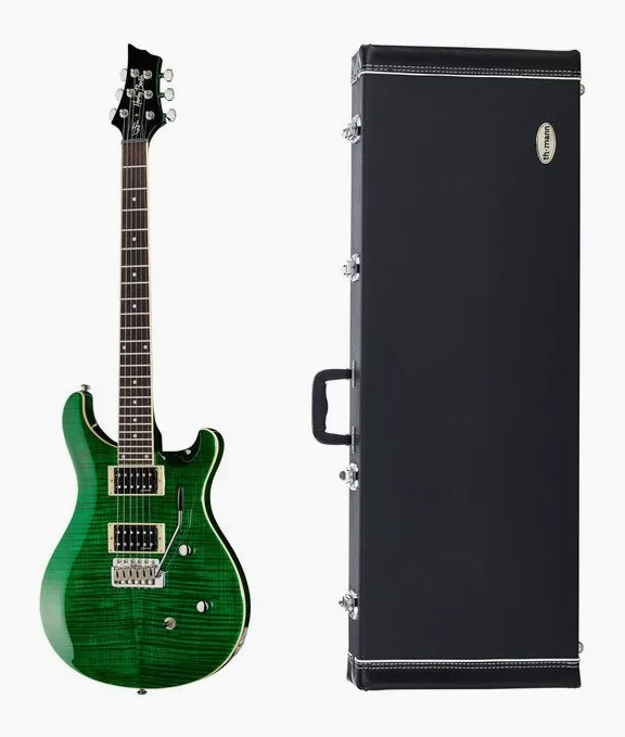 Harley Benton CST-24T Emerald Flame w/Case z bliska od przodu