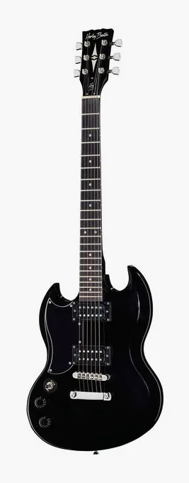 Harley Benton DC-200LH BK Student Series sfotografowana frontalnie