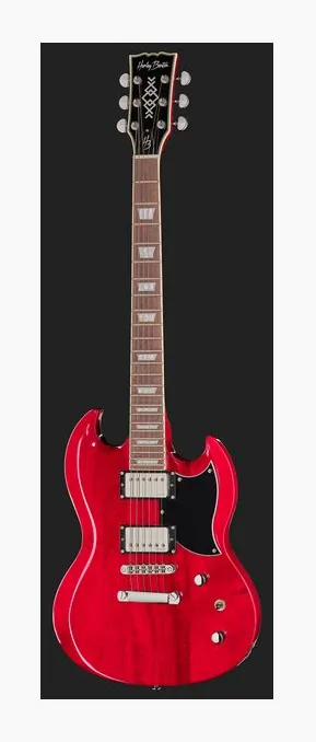 Harley Benton DC-Custom II Cherry, korpus i lakier z bliska