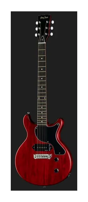 Harley Benton DC-Junior Faded Cherry, główka z kluczami i logo