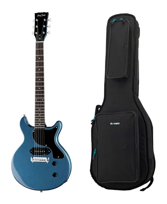 Harley Benton DC-Junior Pelham Blue w/Bag z bliska od przodu