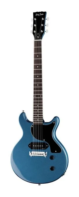 Harley Benton DC-Junior Pelham Blue widziana od przodu