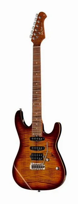 Harley Benton Fusion-III HSS Roasted FBB ujęta od przodu na neutralnym tle
