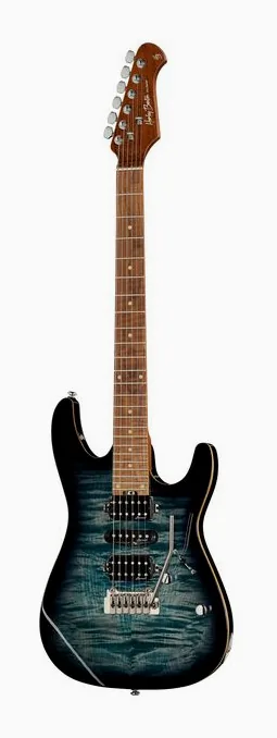 Harley Benton Fusion-III HSH Roasted FBLB ujęta od przodu na neutralnym tle