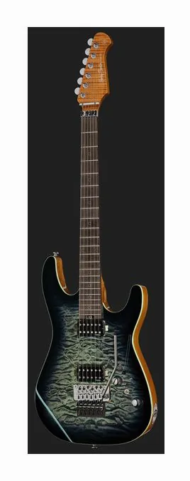 Harley Benton Fusion-IV HH RW FR QBLB, linie korpusu z góry
