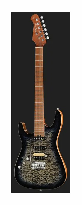 Harley Benton Fusion-IV HSS LH MN QBKB, główka z kluczami i logo