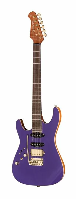 Harley Benton Fusion-IV HSS LH RW PM ujęta od przodu na neutralnym tle