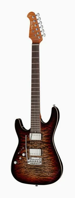 Harley Benton Fusion-IV HH LH RW QDG ujęta od przodu na neutralnym tle