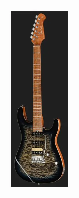 Harley Benton Fusion-IV HSS MN QBKB, korpus i lakier z bliska