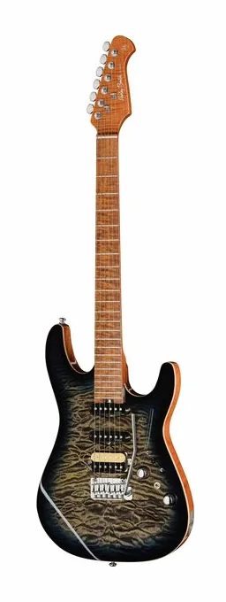 Harley Benton Fusion-IV HSS MN QBKB z bliska od przodu