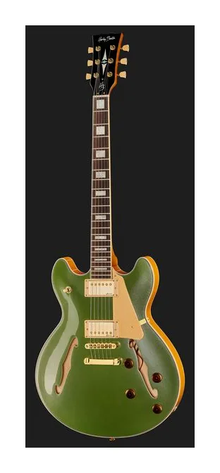 Harley Benton HB-35Plus Metallic Gree w/Bag, korpus i lakier z bliska