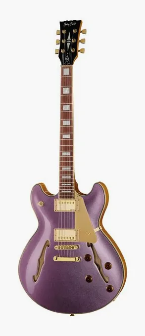 Harley Benton HB-35Plus Metallic Plum sfotografowana frontalnie