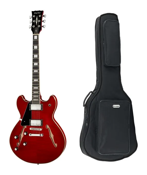 Harley Benton HB-35Plus LH Cherry w/Bag widziana od przodu