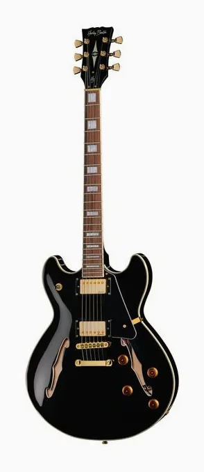 Harley Benton HB-35Plus Black sfotografowana frontalnie