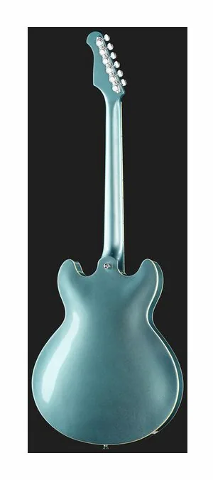 Harley Benton HB-35TL Tesla LH Pelham Blue ujęta od przodu na neutralnym tle