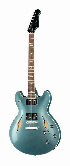 Harley Benton HB-35TL Tesla Pelham Blue widziana od przodu