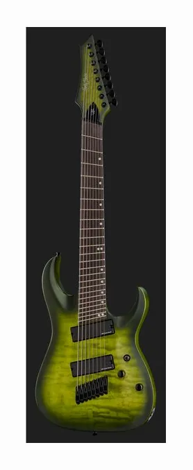 Harley Benton MultiScale-8 QBB sfotografowana frontalnie
