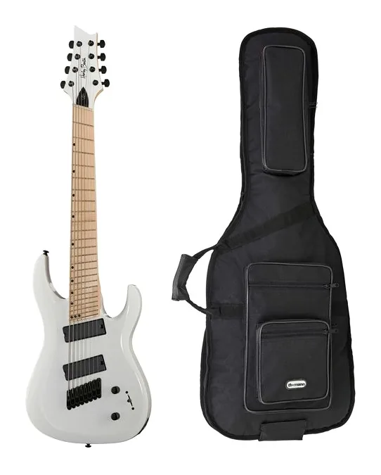 Harley Benton R-458MN WH MS w/Bag ujęta od przodu na neutralnym tle