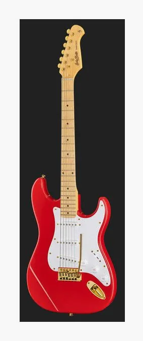 Harley Benton ST-59HM Fiesta Red w/Bag widziana od przodu