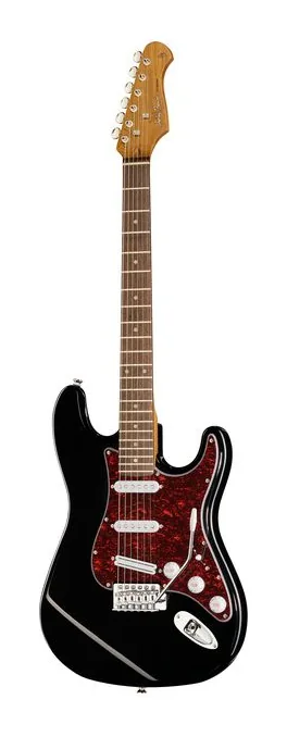 Harley Benton ST-62BK Hot Rod ujęta od przodu na neutralnym tle