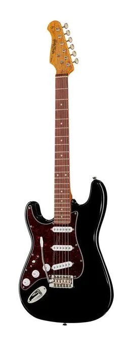 Harley Benton ST-62LH BK Vintage Series ujęta od przodu na neutralnym tle