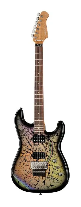 Harley Benton ST-80FR HH Holographic sfotografowana frontalnie