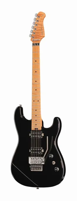 Harley Benton ST-80FR MN HH Black ujęta od przodu na neutralnym tle