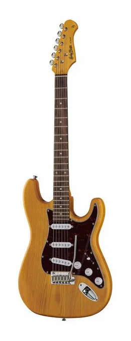 Harley Benton ST-90SA Swamp Ash DLX Series ujęta od przodu na neutralnym tle